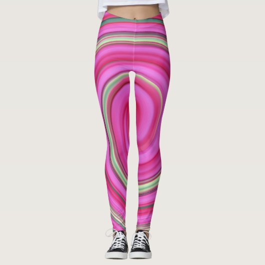 Roze en groene spiraal leggings (Voorkant)
