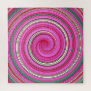 Roze en groene spiraal legpuzzel