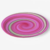 Roze en groene spiraal papieren bordje (Gekanteld)