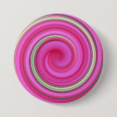 Roze en groene spiraal ronde button 7,6 cm (Voorkant)
