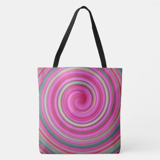 Roze en groene spiraal tote bag (Voorkant)
