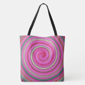 Roze en groene spiraal tote bag (Achterkant)