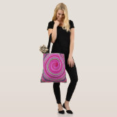 Roze en groene spiraal tote bag (Op model)