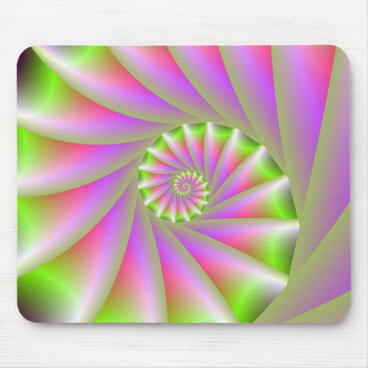 Roze en groene spiraalmousepad muismat (Voorkant)