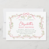 Roze en groene Spring Garden Girl Baby shower Kaart (Voorkant)