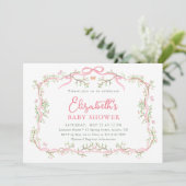 Roze en groene Spring Garden Girl Baby shower Kaart (Staand voorkant)