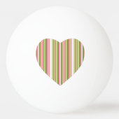 Roze en groene Spring Stripe Monogrammed Heart Pingpongbal (Achterkant)