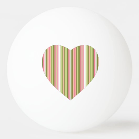 Roze en groene Spring Stripe Monogrammed Heart Pingpongbal (Achterkant)