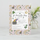 Roze en groene St Patrick's Day Pot of Gold Lunch Kaart (Staand voorkant)
