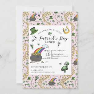 Roze en groene St. Patrick's Day Pot of Gold Lunch Kaart