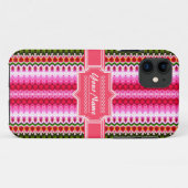 Roze en groene stam Ikat Chevron gepersonaliseerd Case-Mate iPhone Case (Achterkant (horizontaal))
