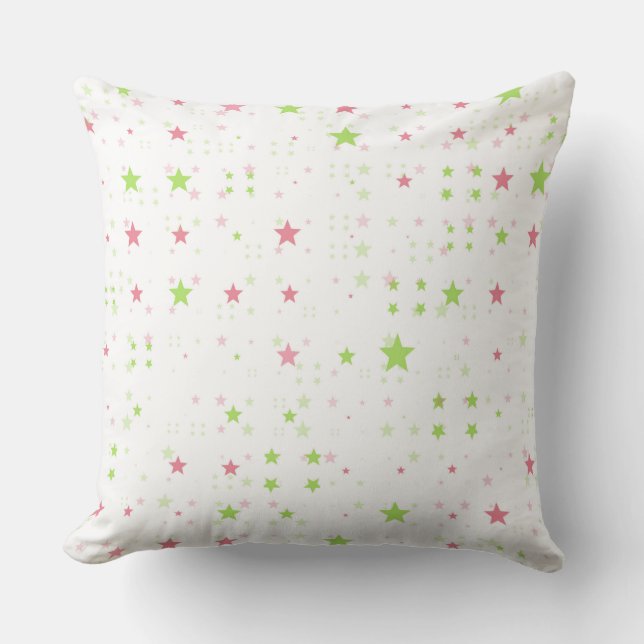 Roze en groene sterren kussen (Voorkant)