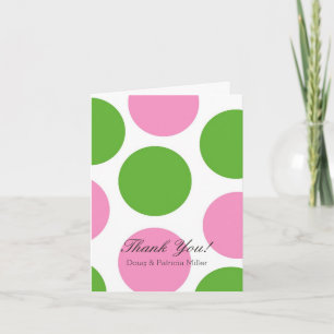 Roze en groene Stippen Hartelijk dank Bedankkaart