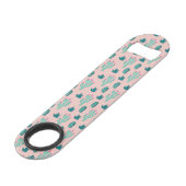 Roze en groene stollingspatroon speed flessenopener (Voorkant Gekanteld)