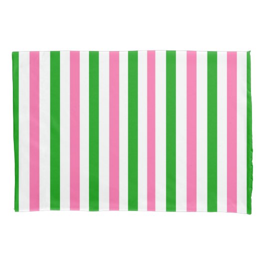 Roze en groene streep kussensloop (Voorkant-Links)