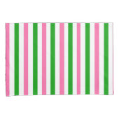 Roze en groene streep kussensloop (Voorkant-Rechts)