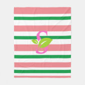 Roze en groene streep logo Vleekbank Fleece Deken (Voorkant)