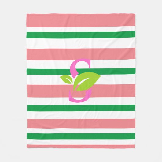 Roze en groene streep logo Vleekbank Fleece Deken (Voorkant)