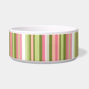 Roze en groene streep Pet Bowl in de lente tinten Voerbakje