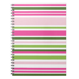 Roze en groene streep spiraal notebook notitieboek