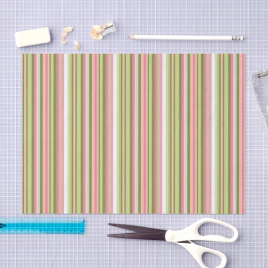 Roze en Groene Streep Tissue Paper Tissuepapier (Craft)