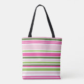 Roze en groene streep tote bag (Achterkant)