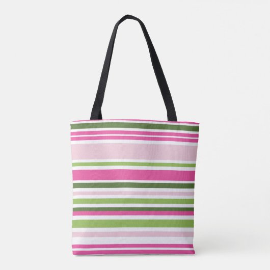 Roze en groene streep tote bag (Achterkant)