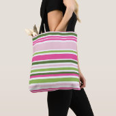 Roze en groene streep tote bag (Dichtbij)