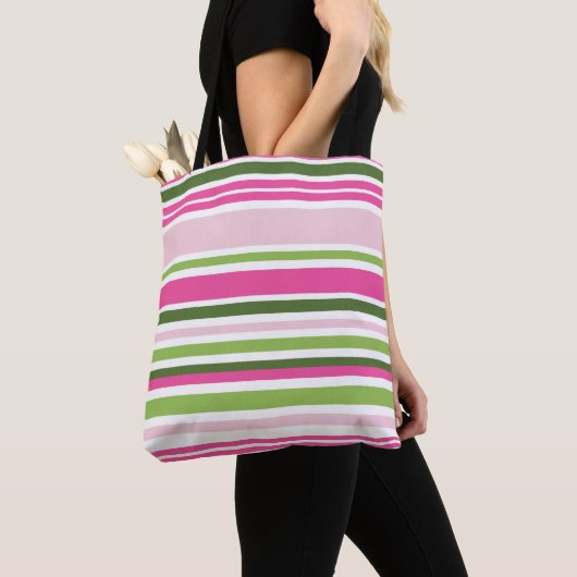 Roze en groene streep tote bag (Dichtbij)