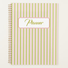 Roze en groene streepplanner planner