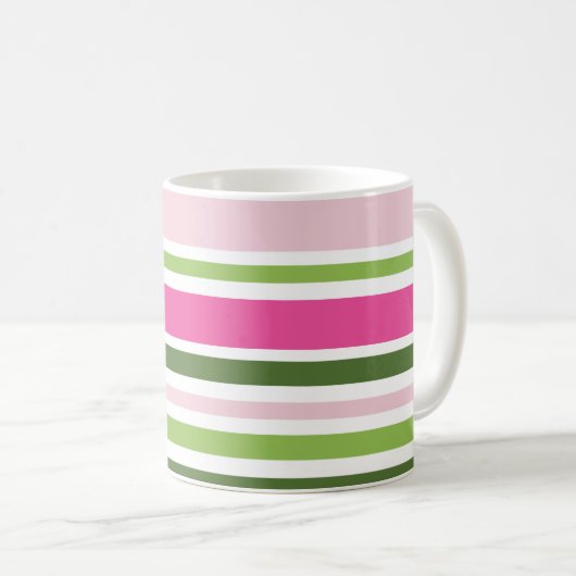 Roze en groene strepe Mok (Voorkant rechts)