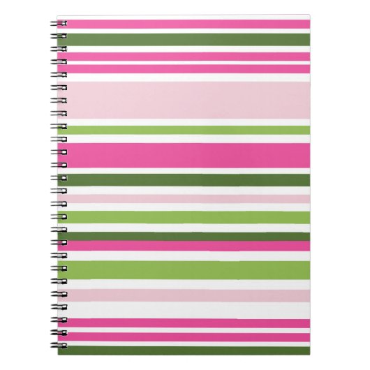Roze en groene strepe spiraalvormige Notitieboek (Voorkant)
