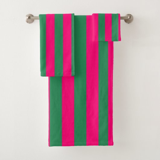 Roze en groene strepen bad handdoek (Insitu)
