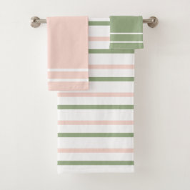 Roze en groene strepen bad handdoek