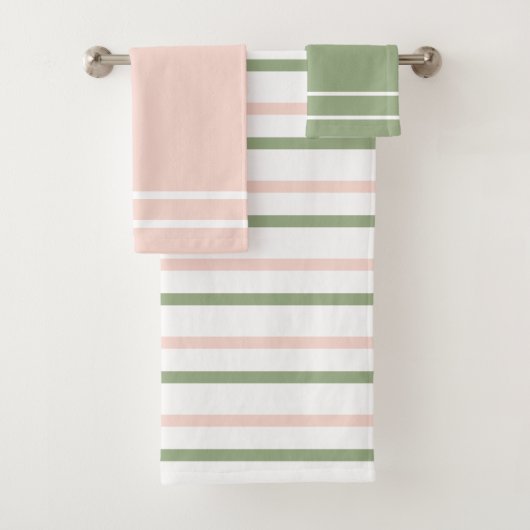 Roze en groene strepen bad handdoek (Insitu)