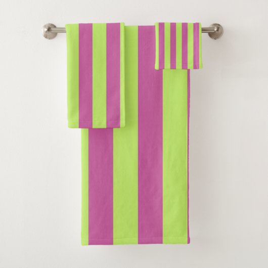 Roze en groene strepen bad handdoek (Insitu)