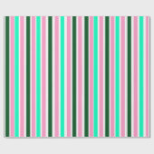 Roze en groene strepen  cadeaupapier (Vlak)