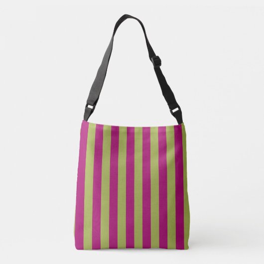 Roze en groene strepen crossbody tas (Achterkant)