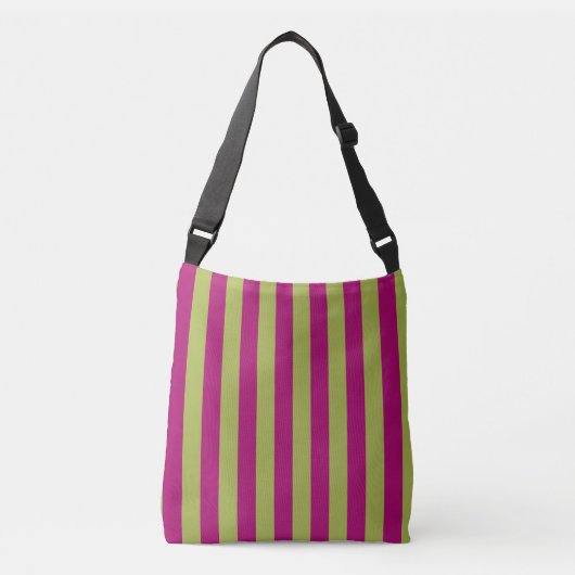 Roze en groene strepen crossbody tas (Voorkant)
