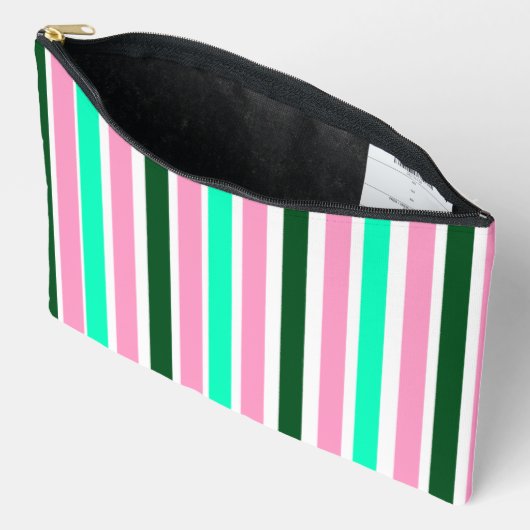 Roze en groene strepen etui (Open)