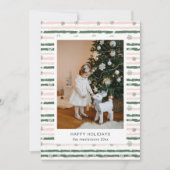 Roze en groene strepen foto kerstkaart (Voorkant)
