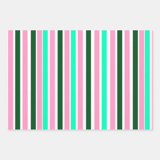 Roze en groene strepen inpakpapier vel (Voorkant)