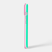 Roze en groene strepen iPhone 15 case (Linkerkant)