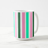 Roze en groene strepen koffiemok (Voorkant rechts)