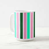 Roze en groene strepen koffiemok (Voorkant links)