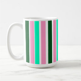 Roze en groene strepen koffiemok