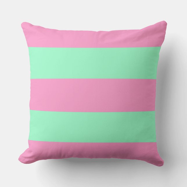 Roze en groene strepen kussen (Voorkant)