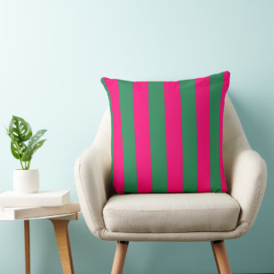 Roze en groene strepen kussen
