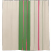 Roze en groene strepen midden-eeuwse moderne douchegordijn (Voorkant)