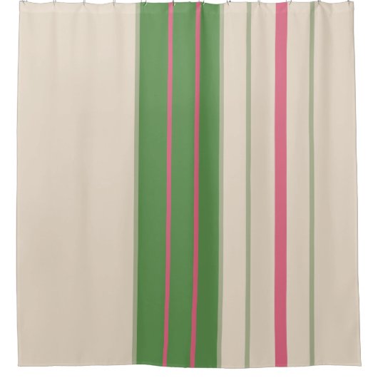 Roze en groene strepen midden-eeuwse moderne douchegordijn (Voorkant)